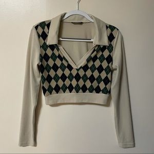 SHEIN patterned long sleeve crop top